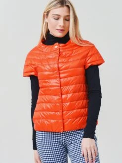 Herno Women's Woven Short Sleeve Jacket -Saintbernard Shop PI0003DICxORANGExPrimary 63151233