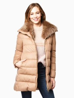 Herno Women’s Woven Half Coat With Fur Collar 15 Herno Women’s Woven Half Coat With Fur Collar -Saintbernard Shop PI0379D CAMMELLOalt1