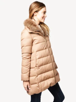 Herno Women’s Woven Half Coat With Fur Collar 17 Herno Women’s Woven Half Coat With Fur Collar -Saintbernard Shop PI0379D CAMMELLOalt3