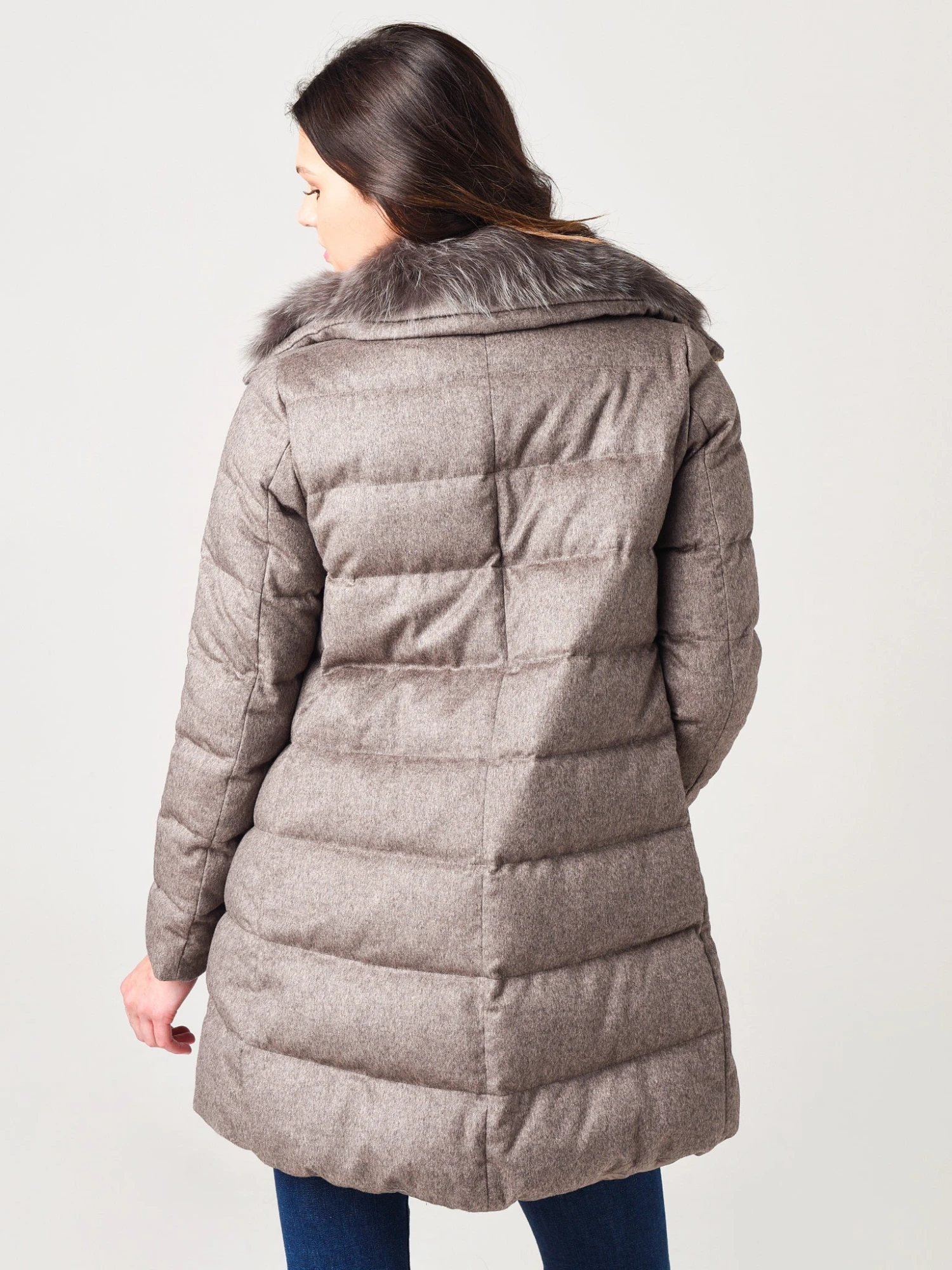 Herno Women’s Woven Half Coat With Fur Collar 4 Herno Women’s Woven Half Coat With Fur Collar - Image 3