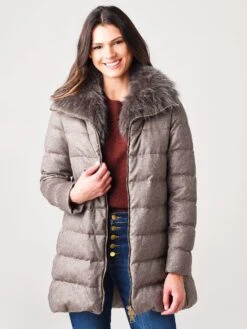 Herno Women’s Woven Half Coat With Fur Collar 13 Herno Women’s Woven Half Coat With Fur Collar -Saintbernard Shop PI0379DxTAUPExAlt3 17268379