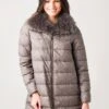 Herno Women’s Woven Half Coat With Fur Collar -Saintbernard Shop PI0379DxTAUPExPrimary 17268387