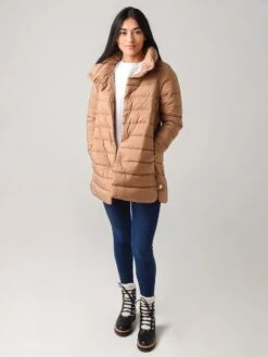 Herno Women's Matte Nylon A-Line Hilo Jacket -Saintbernard Shop PI0489Dx2155CAMELxAlt3 19349766