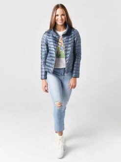 Herno Women's Nylon Front Long Sleeve Jacket With Taffeta Back -Saintbernard Shop PI0927D 12017 xSLATE9002xAlt3