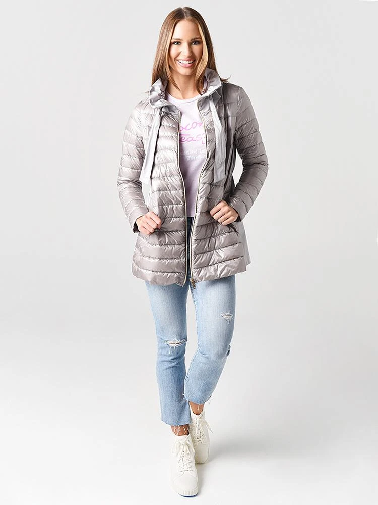 Herno Women's Nylon Long Sleeve Mid-Length Jacket With Cinched Taffeta Back 6 Herno Women's Nylon Long Sleeve Mid-Length Jacket With Cinched Taffeta Back - Image 4