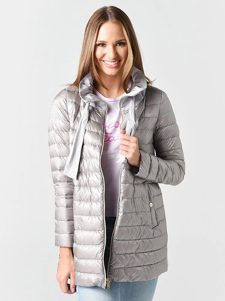 Herno Women's Nylon Long Sleeve Mid-Length Jacket With Cinched Taffeta Back 3 Herno Women's Nylon Long Sleeve Mid-Length Jacket With Cinched Taffeta Back