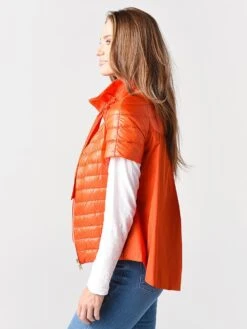Herno Women's Nylon Front Cap Sleeve With Taffeta Back Jacket -Saintbernard Shop PI1082D 12017xORANGE5300xAlt1