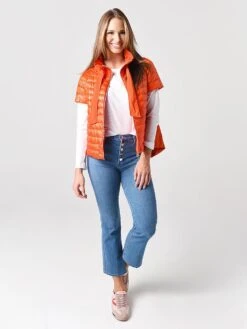 Herno Women's Nylon Front Cap Sleeve With Taffeta Back Jacket -Saintbernard Shop PI1082D 12017xORANGE5300xAlt3