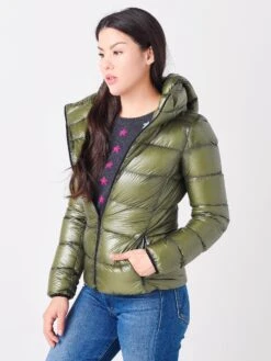 Herno Women's Woven Long Sleeve Jacket -Saintbernard Shop PI1320DxMILITARExAlt2 45518165