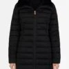 Save The Duck Women’s Sold Stand Collar Coat With Faux Fur Lining -Saintbernard Shop S4366WSOLD9 BLACK