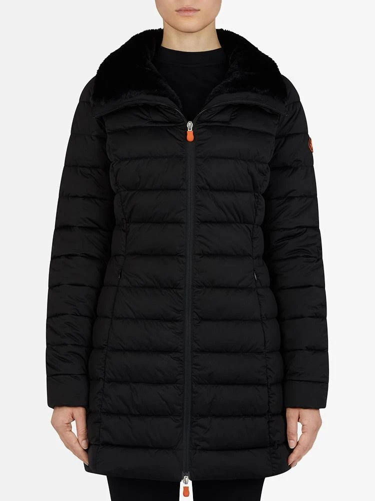 Save The Duck Women’s Sold Stand Collar Coat With Faux Fur Lining 3 Save The Duck Women’s Sold Stand Collar Coat With Faux Fur Lining