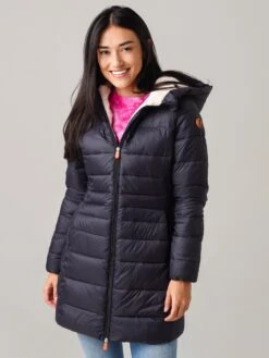 Save The Duck Women's Giga Hooded Coat With Faux Lambskin Lining -Saintbernard Shop S4662WxBLACKxPrimary 19348041