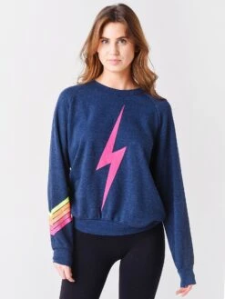 Aviator Nation Women's Bolt Stitch Chevron 5 Crew Sweatshirt