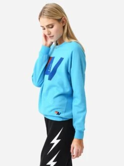 Aviator Nation Women's Lightweight Logo Crew Sweatshirt 12 Aviator Nation Women's Lightweight Logo Crew Sweatshirt -Saintbernard Shop SWLTLOxNEONBLUExAlt2 83085467