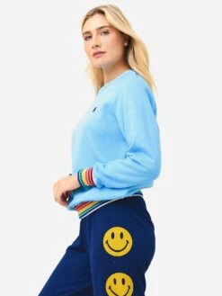 Aviator Nation Women's Rainbow Rib Crew Sweatshirt -Saintbernard Shop SWRBWRIBxSKYxAlt3 72286483