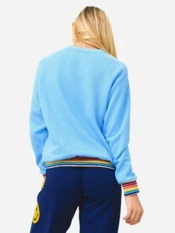 Aviator Nation Women's Rainbow Rib Crew Sweatshirt -Saintbernard Shop SWRBWRIBxSKYxAlt4 72286482