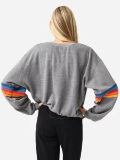 Aviator Nation Women's Rainbow Stitch Sleeve Crew Sweatshirt 10 Aviator Nation Women's Rainbow Stitch Sleeve Crew Sweatshirt -Saintbernard Shop SWRRSTxHEATHER2xAlt3 83084717