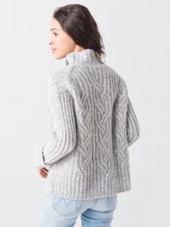 Vince Women's Mirrored Cable Turtleneck -Saintbernard Shop V784278854xLTGREYxAlt3 48126946