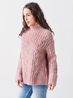 Vince Women's Mirrored Cable Turtleneck -Saintbernard Shop V784278854xROSExAlt2 48117454