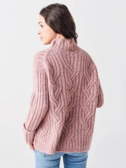 Vince Women's Mirrored Cable Turtleneck -Saintbernard Shop V784278854xROSExAlt3 48117455