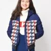Perfect Moment Women’s Quilted Cordon Down Jacket -Saintbernard Shop W19W015 NAVY HOUNSTOOTH