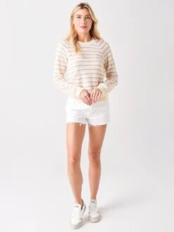 Faherty Brand Women's Pacifica Terry Crew Sweatshirt -Saintbernard Shop WKS2113xPEACHCREAMSTRIPExAlt1 36389773