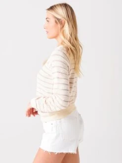 Faherty Brand Women's Pacifica Terry Crew Sweatshirt -Saintbernard Shop WKS2113xPEACHCREAMSTRIPExAlt2 36389768