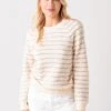 Faherty Brand Women's Pacifica Terry Crew Sweatshirt -Saintbernard Shop WKS2113xPEACHCREAMSTRIPExPrimary 36389771