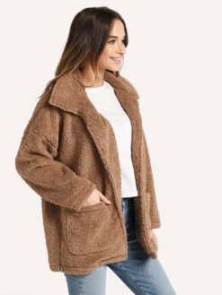 Z Supply The Sherpa Teddy Bear Coat -Saintbernard Shop ZJ183512 TOFFEEalt2