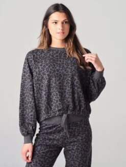 Z Supply Women's Mason Leopard Pullover Sweatshirt 11 Z Supply Women's Mason Leopard Pullover Sweatshirt -Saintbernard Shop ZT203626xBLACKxPrimary 12854238