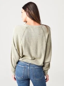 Z Supply Women's Claire Waffle Long Sleeve Pullover Sweatshirt 8 Z Supply Women's Claire Waffle Long Sleeve Pullover Sweatshirt -Saintbernard Shop ZT203631xWASHEDOLIVExAlt2 16399559