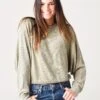 Z Supply Women's Claire Waffle Long Sleeve Pullover Sweatshirt