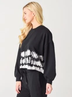 Z Supply Women's Tempest Stripe Tie-Dye Fleece Pullover Sweatshirt -Saintbernard Shop ZT211417xBLACKxAlt2 26337366