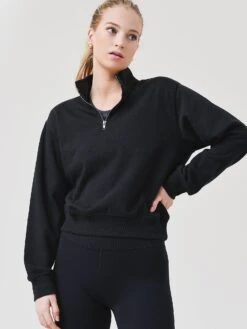 Z Supply Women's Half-Zip Sweatshirt 21 Z Supply Women's Half-Zip Sweatshirt -Saintbernard Shop ZT213317xBLACKxAlt1 53485573