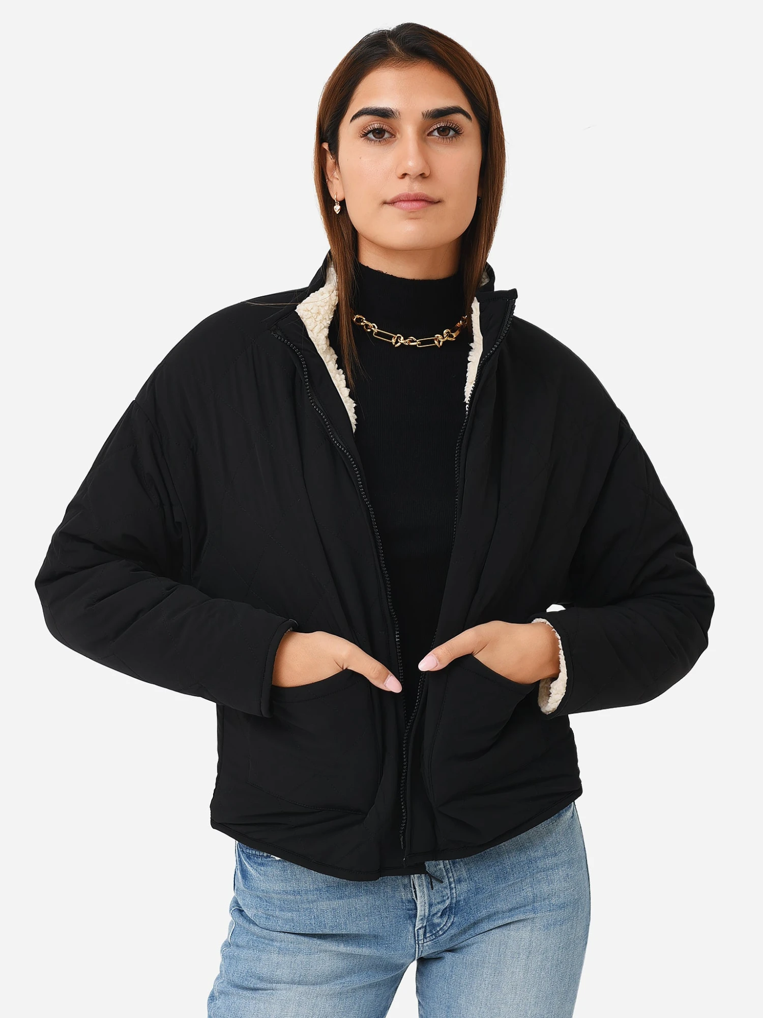 Z Supply Women's On-The-Go Reversible Quilted Sherpa Jacket 4 Z Supply Women's On-The-Go Reversible Quilted Sherpa Jacket - Image 2