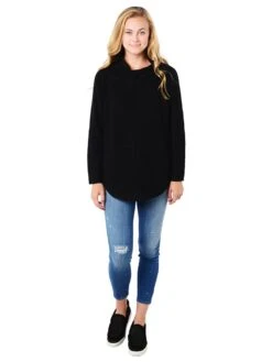 Fate Cowl Neck Sweater With Side Zips -Saintbernard Shop az 036 blackalt2