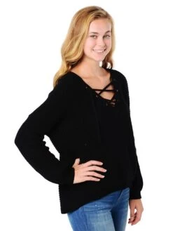 Fate Lace Up Pullover Sweater 10 Fate Lace Up Pullover Sweater -Saintbernard Shop az 054 blackalt2