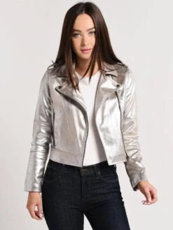Cupcakes And Cashmere Brooklee Faux-Leather Metallic Moto Jacket