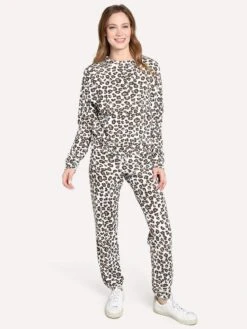 Monrow Women's Leopard Vintage Sweats -Saintbernard Shop hb006 168 naturalalt3