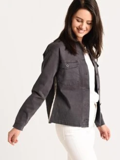 Monrow Side Stripe Military Jacket -Saintbernard Shop hj0118 1 vintageblackalt1