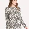 Monrow Women's Leopard Print Seamed Sweatshirt -Saintbernard Shop ht0733 3 natural
