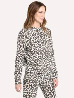 Monrow Women's Leopard Print Seamed Sweatshirt -Saintbernard Shop ht0733 3 naturalalt1