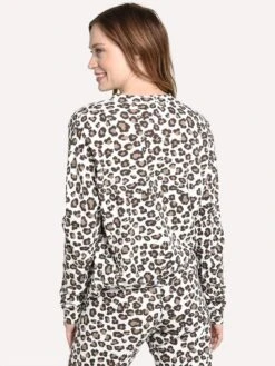 Monrow Women's Leopard Print Seamed Sweatshirt -Saintbernard Shop ht0733 3 naturalalt2