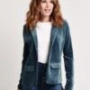 Majestic Women's Velour Long Sleeve One-Button Blazer -Saintbernard Shop j016 fve008 veniceblue 23afa886 fd2c 425e 8020 0cd328ea4aaa