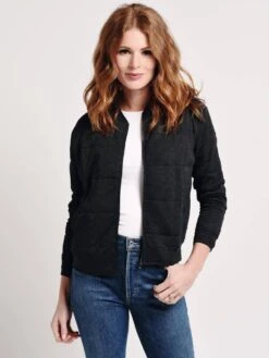 Majestic Viscose Quilted Zip Front Blazer Jacket