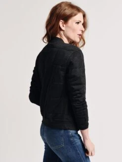 Majestic Viscose Quilted Zip Front Blazer Jacket -Saintbernard Shop j048 fve030 anthracitechinealt2