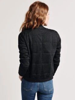 Majestic Viscose Quilted Zip Front Blazer Jacket -Saintbernard Shop j048 fve030 anthracitechinealt3