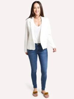 Majestic Women's Long Sleeve Open Blazer With Pockets -Saintbernard Shop j060 fve050 milkalt3