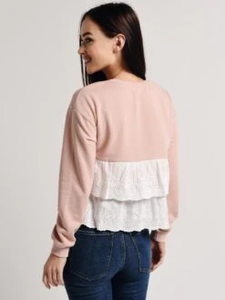 After Market Knit Long Sleeve Two Layer Point Top -Saintbernard Shop mc202t nudepinkalt3