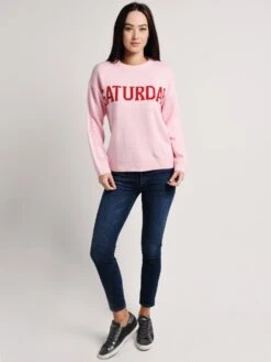English Weekday Motif Sweatshirt -Saintbernard Shop mk536t candypinkalt1
